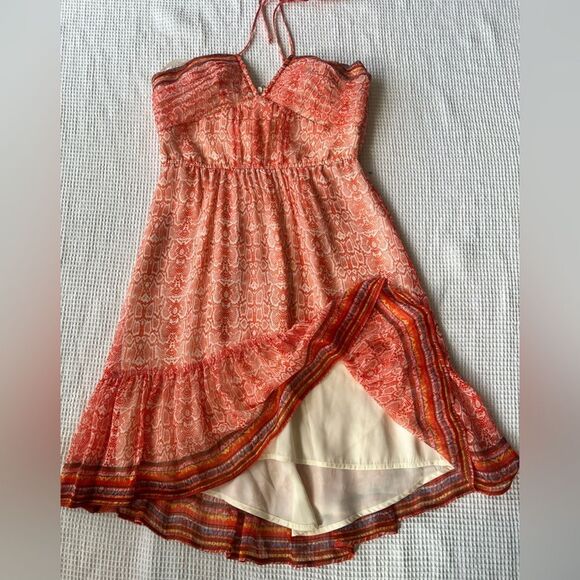 Twelfth Fifth Street Cynthia Vincent Sheer 100% Silk Orange Sleeveless Dress 6 - Picture 11 of 16